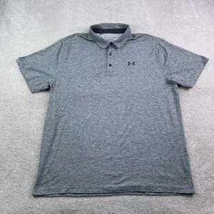 Under Armour Polo Shirt Mens 2XL XXL Heathered Grey‎ Playoff Performance Golf